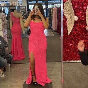 Hot pink sequin prom dress! The dress is in amazing condition. only worn it once
